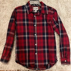 Childrens Place Button Down Red Plaid Long Sleeve Shirt Boys Size Medium 7 / 8